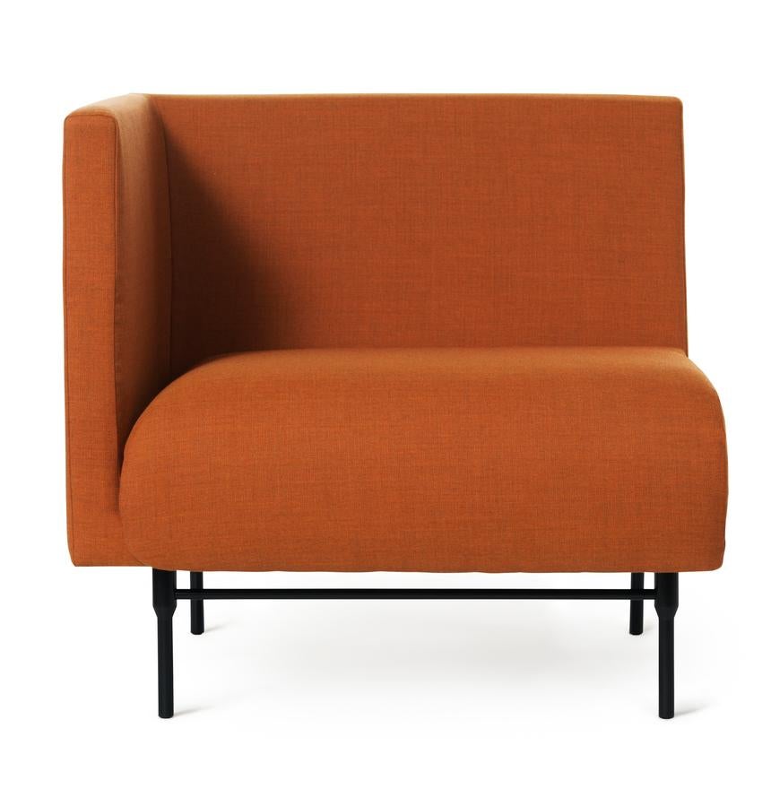 Galore seater Module Left burnt orange by Warm Nordic
Dimensions: D82 x W83 x H 76 cm
Material: Textile upholstery, Powder coated black steel legs, Wooden frame, foam, spring system.
Weight: 31 kg
Also available in different colors and finishes.
