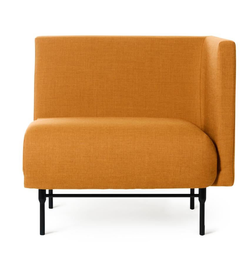 Galore Seater Module Right Dark Ochre by Warm Nordic
Dimensions: D82 x W83 x H 76 cm
Material: Textile upholstery, Powder coated black steel legs, Wooden frame, foam, spring system.
Weight: 31 kg
Also available in different colours and finishes.