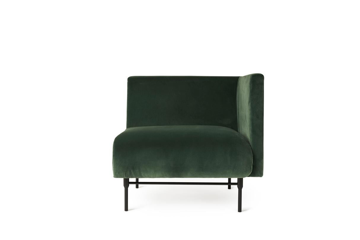 Galore Seater Module Right Forest Green by Warm Nordic
Dimensions: D82 x W83 x H 76 cm
Material: Textile upholstery, Powder coated black steel legs, Wooden frame, foam, spring system.
Weight: 31 kg
Also available in different colors and