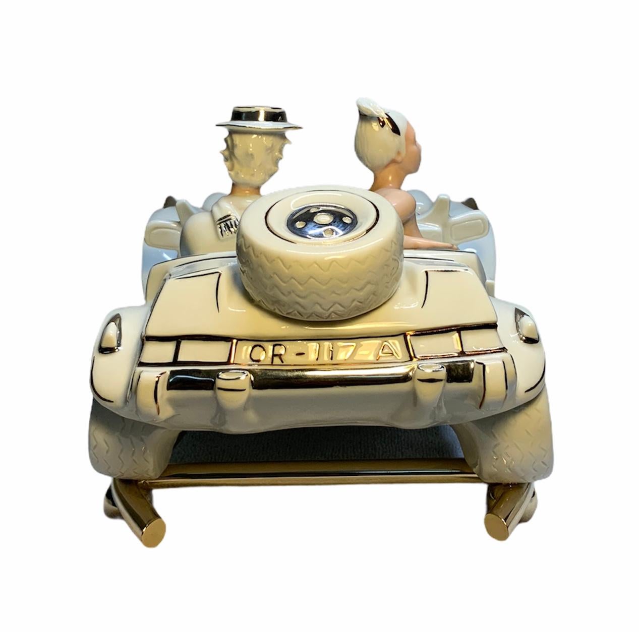 Modern Galos Design Porcelain of a Couple Driving a Car For Sale