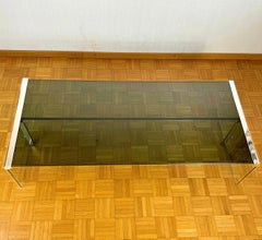 Grande table basse en verre et acier poli Galotti & Radice