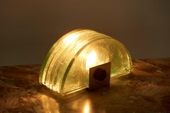 Lampada da tavolo in vetro massiccio Galotti & Radice, Italia, anni '50