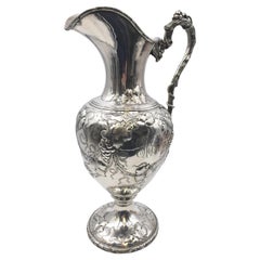 Antique Galt Monumental Sterling Silver Ewer in Grape Pattern, Circa 1910