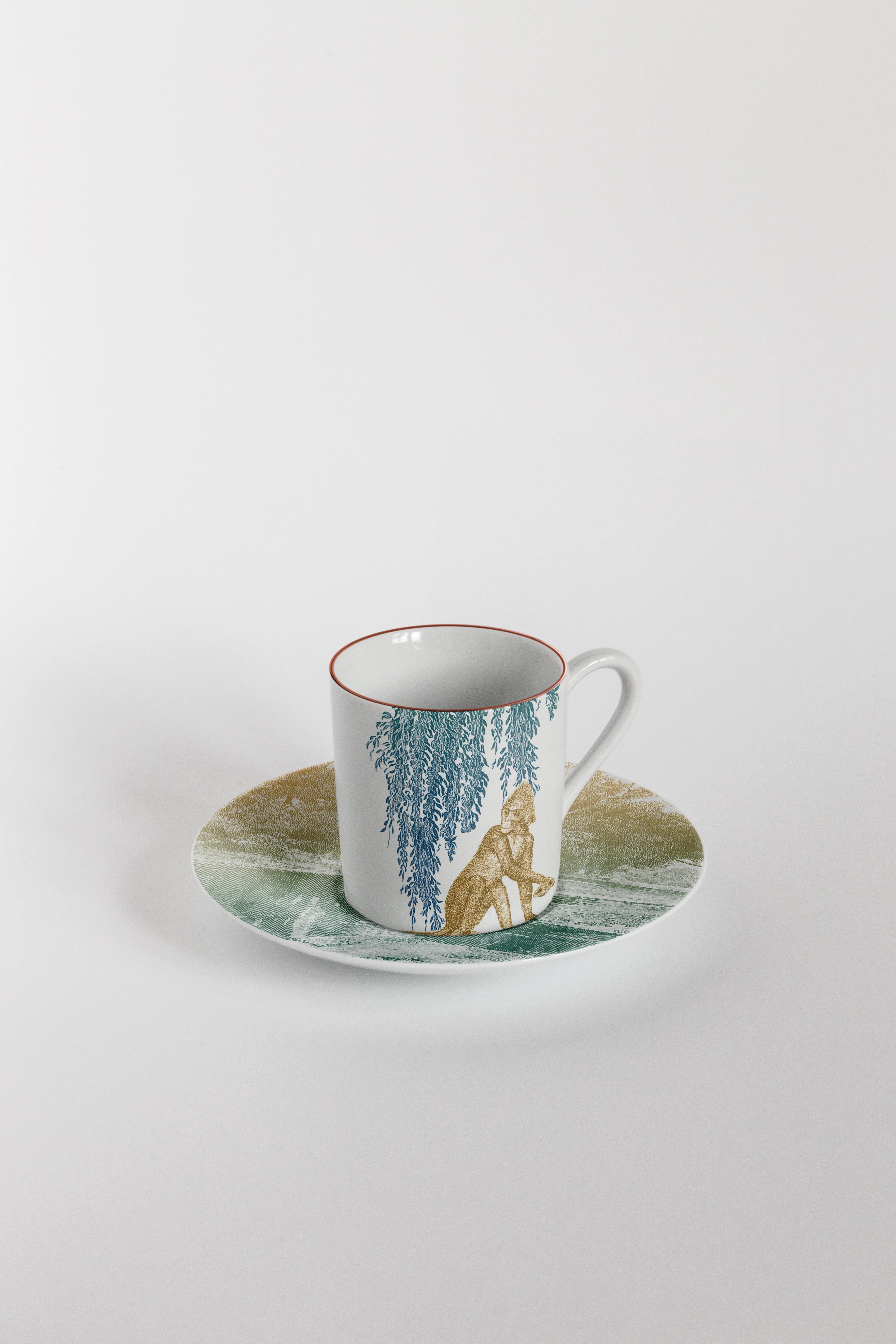 italien Galtaji:: Service à Café avec Six Porcelaines Contemporaines avec Design Décoratif en vente