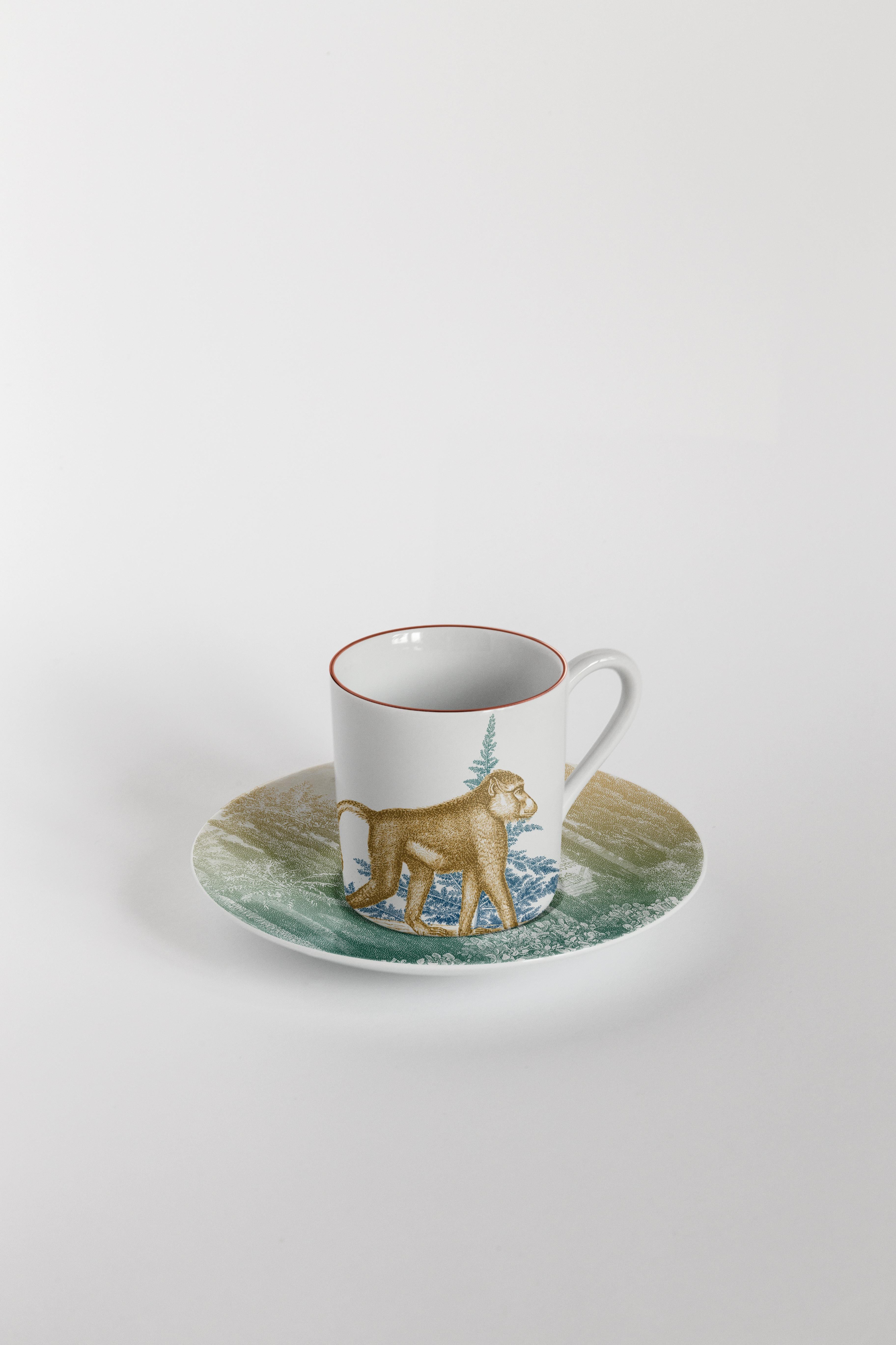 Galtaji:: Service à Café avec Six Porcelaines Contemporaines avec Design Décoratif en vente 1