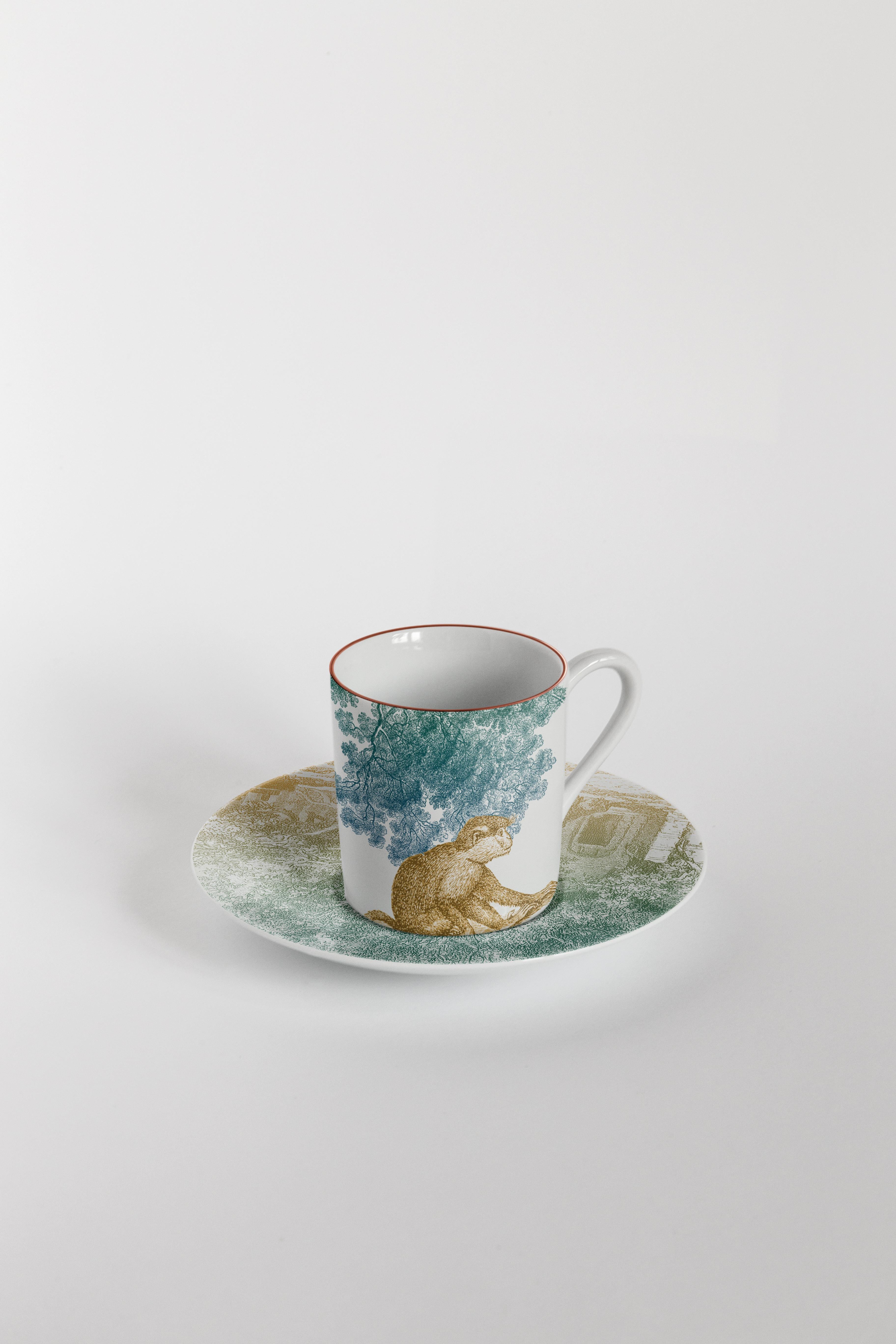 Galtaji:: Service à Café avec Six Porcelaines Contemporaines avec Design Décoratif en vente 2