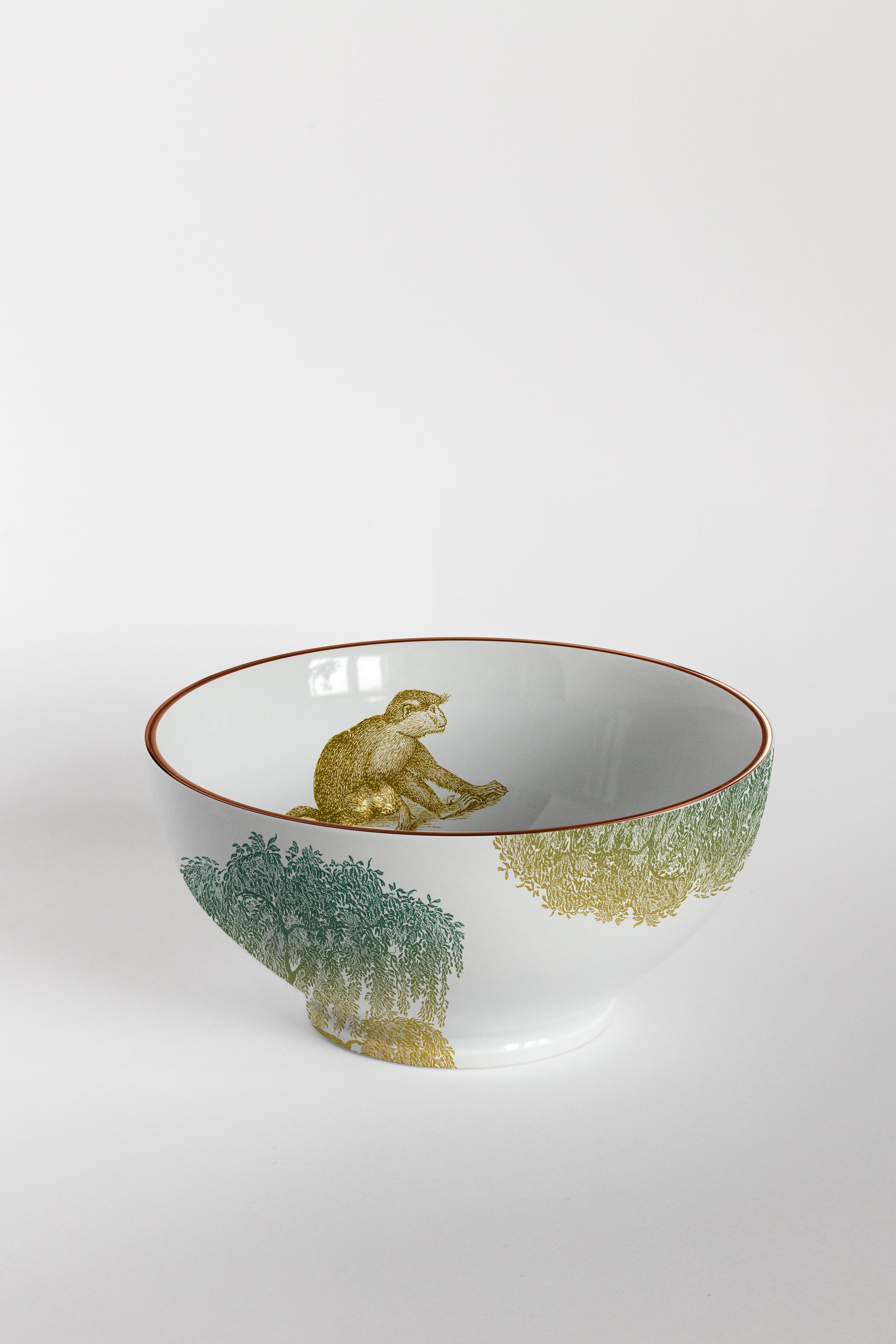 Italian Galtaji, Six Contemporary Porcelain Bowls with Decorative Design For Sale