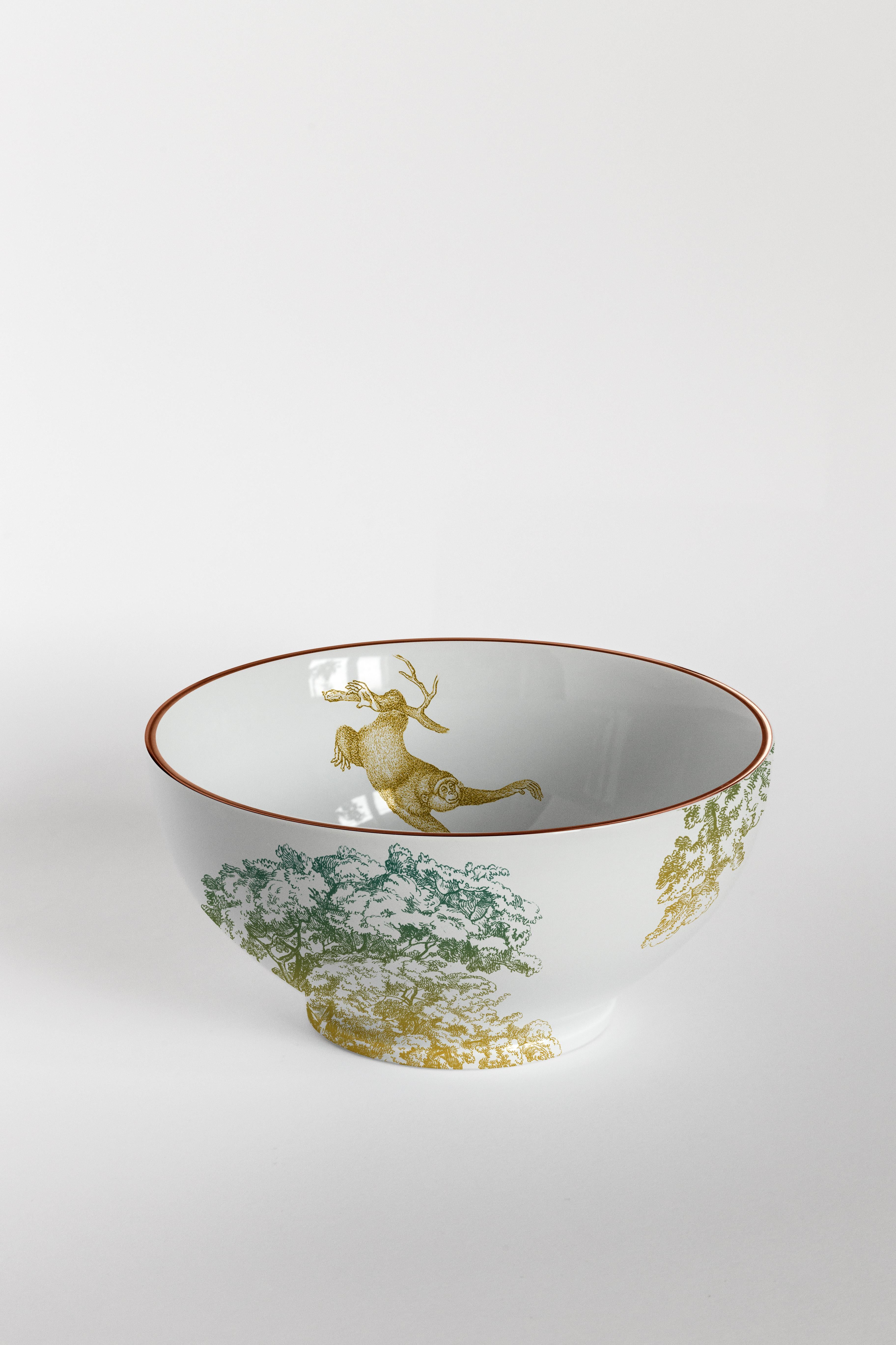 Galtaji, Six Contemporary Porcelain Bowls with Decorative Design In New Condition For Sale In Milano, Lombardia