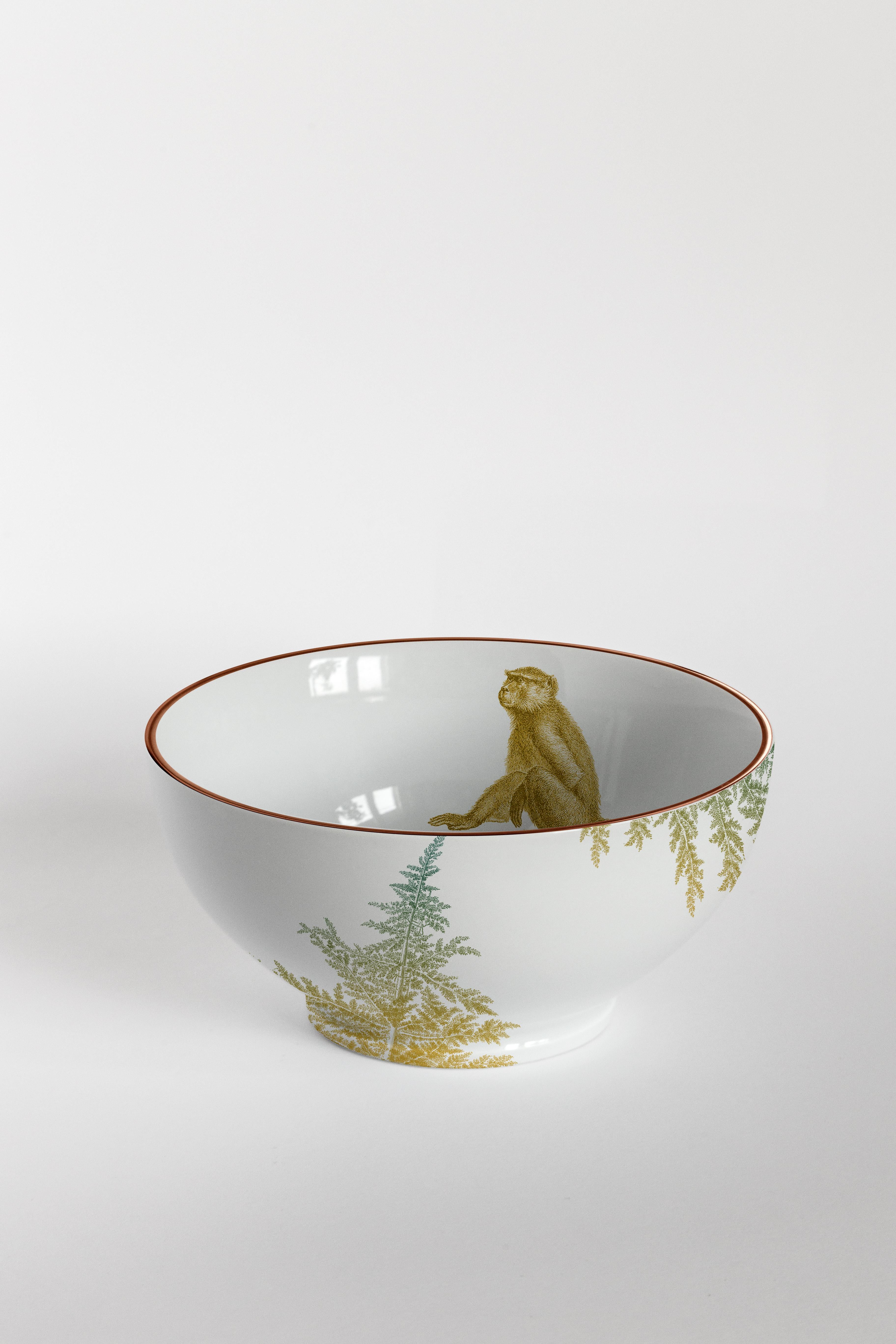 Galtaji, Six Contemporary Porcelain Bowls with Decorative Design For Sale 1