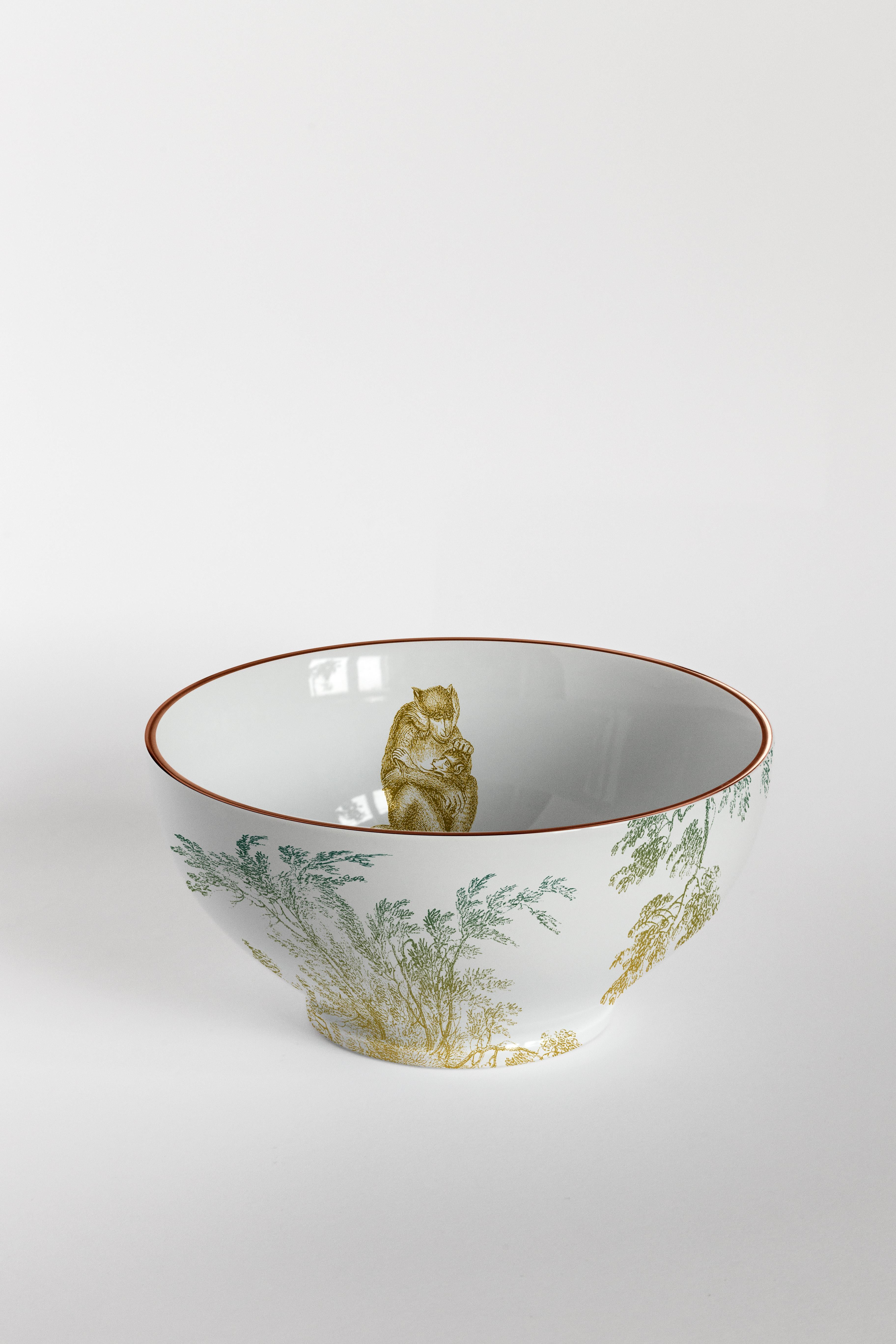 Galtaji, Six Contemporary Porcelain Bowls with Decorative Design For Sale 2