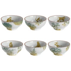 Galtaji:: six bols en porcelaine contemporains avec motif décoratif