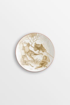 Galtaji, Six Contemporary Porcelain Bread Plates with Decorative Design