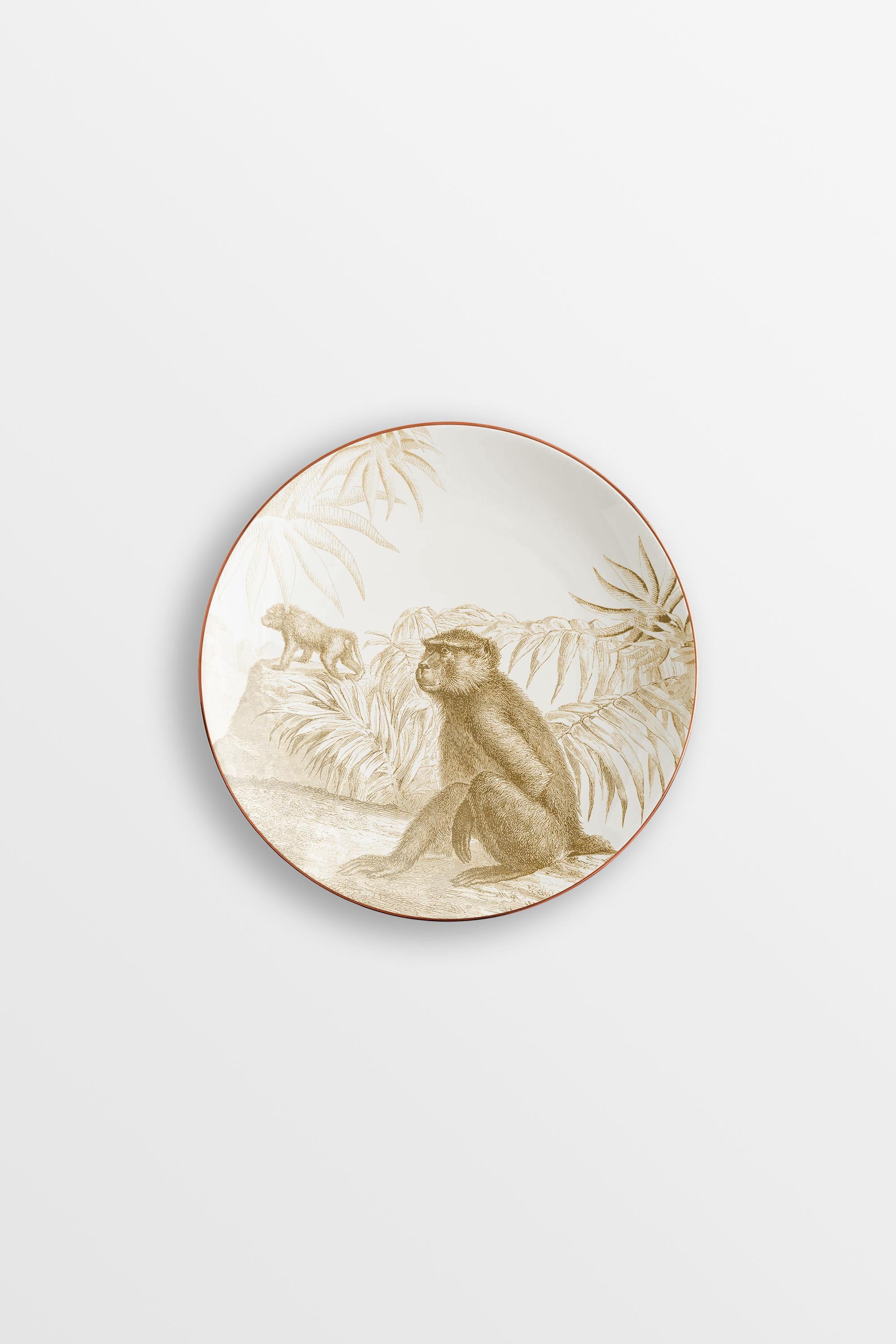 Italian Galtaji, Six Contemporary Porcelain Bread Plates with Decorative Design For Sale