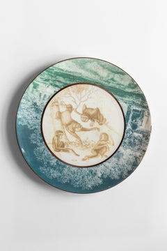 Galtaji, Six Contemporary Porcelain Dinner Plates with Decorative Design