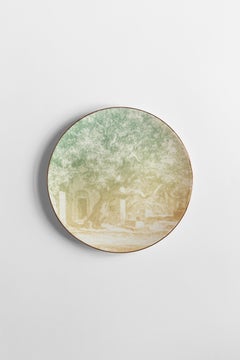 Galtaji, Six Contemporary Porcelain Dessert Plates with Decorative Design