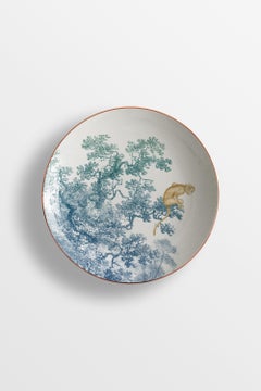 Galtaji, Six Contemporary Porcelain Soup Plates with Decorative Design