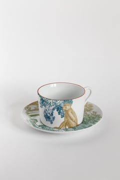 Galtaji, Tea Set with Six Contemporary Porcelains with Decorative Design