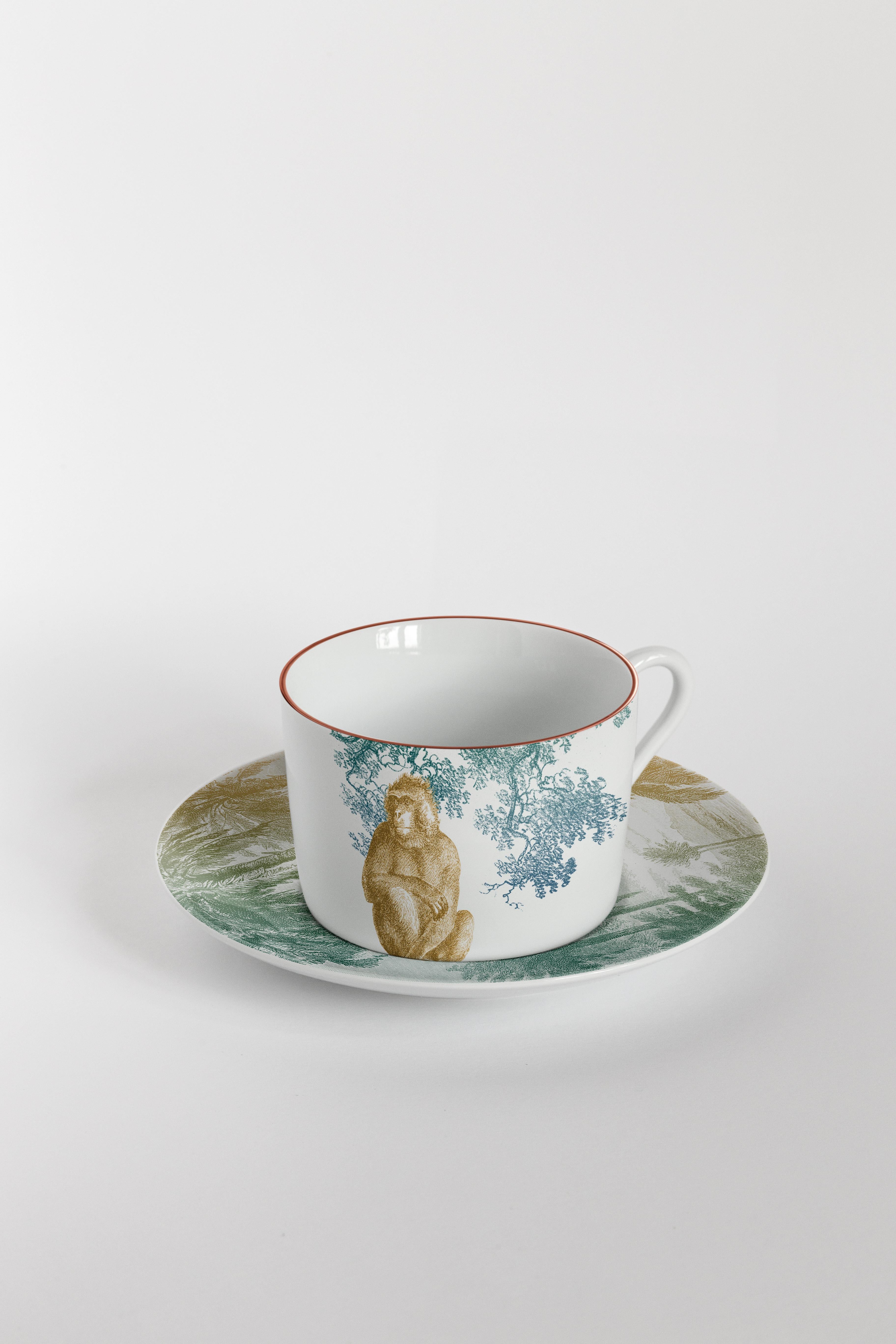 Galtaji:: Teeservice mit sechs zeitgenössischen Porzellanen mit dekorativem Design (21. Jahrhundert und zeitgenössisch) im Angebot