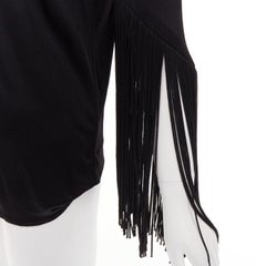 GALVAN 2018 Vesper schwarz Viskose Fransen geraffte halbe Ärmel Bateau Neck Top FR40 S