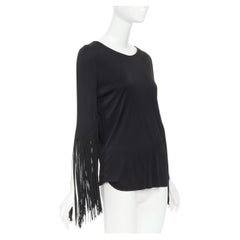 GALVAN 2018 Vesper schwarz Viskose Fransen geraffte halbe Ärmel Bateau Neck Top FR40 S