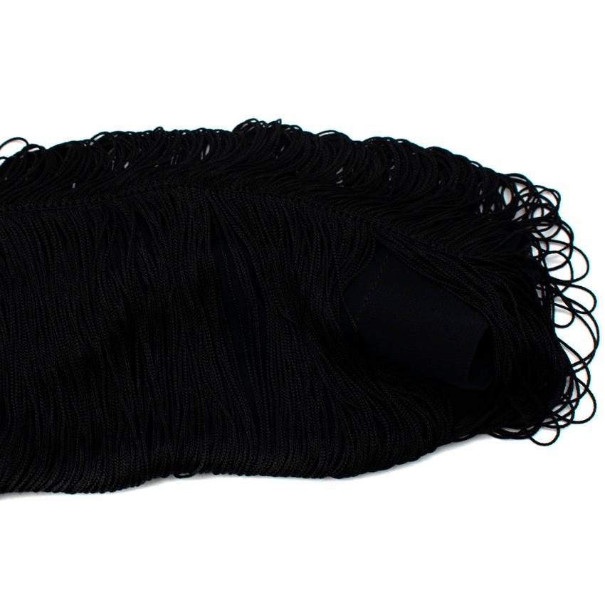 Women's Galvan Black Fringe Silk-Georgette Jacket - Size Medium  For Sale