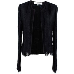 Galvan Black Fringe Silk-Georgette Jacket - Size Medium 