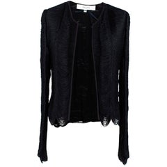 Galvan Black Fringe Silk-Georgette Jacket - Size Medium