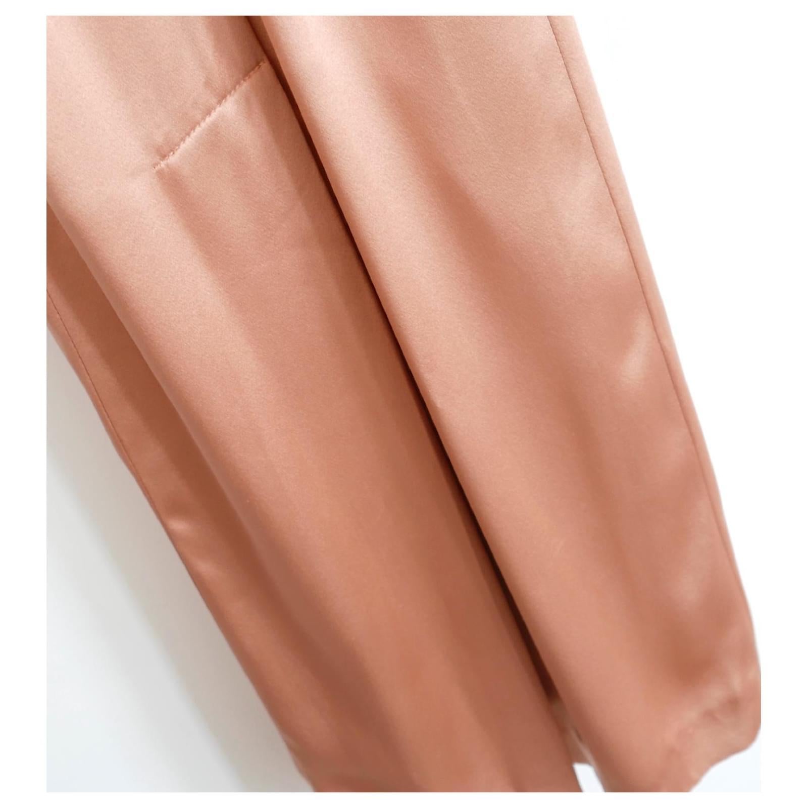 Galvan Blush Pink Silk Satin Trench Coat For Sale 2