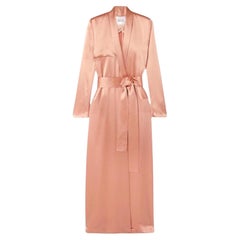 Trench-coat en satin de soie rose pâle de Galvan