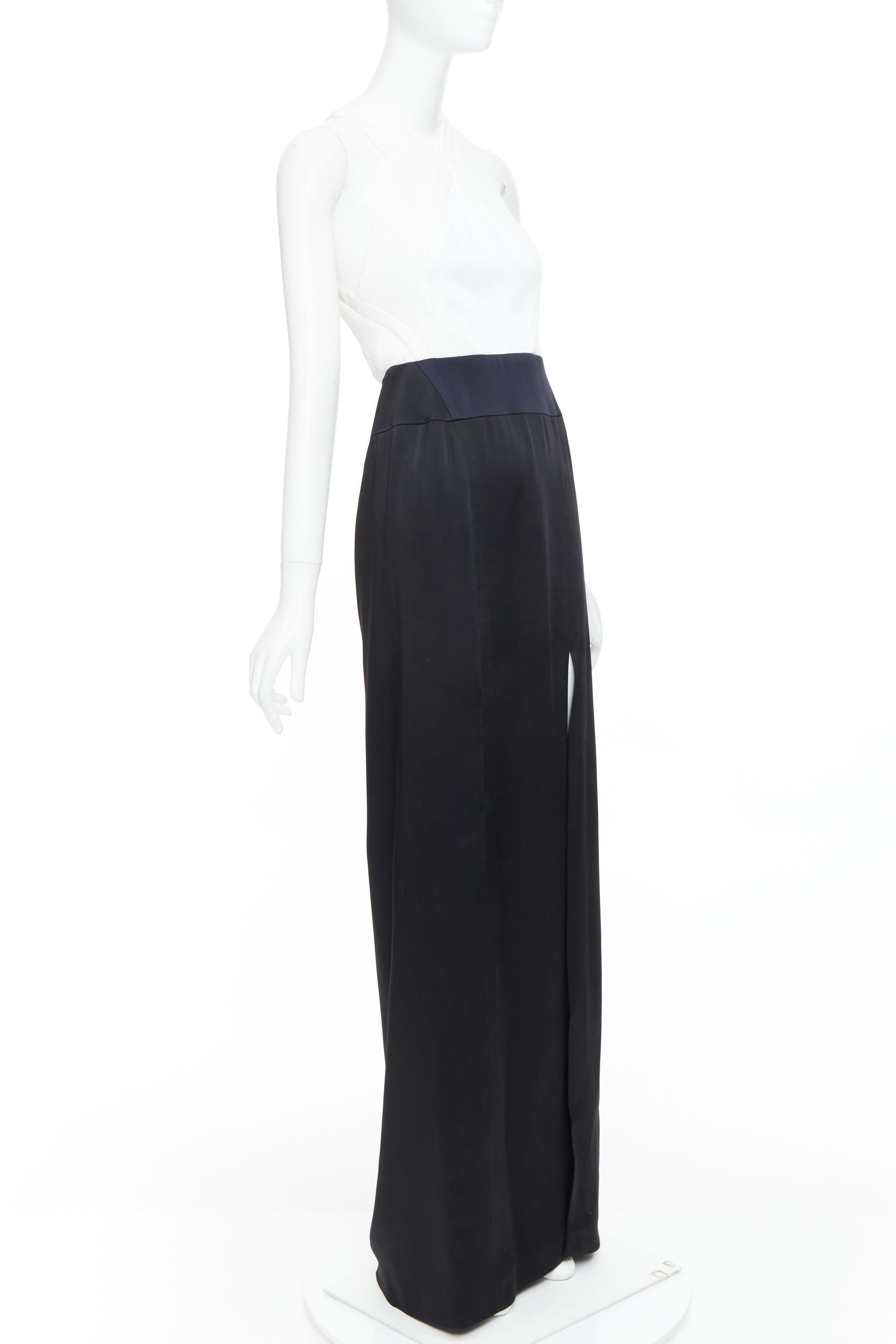 GALVAN LONDON 501 Esmoquin plisado blanco negro satinado largo FR36 S Negro en venta