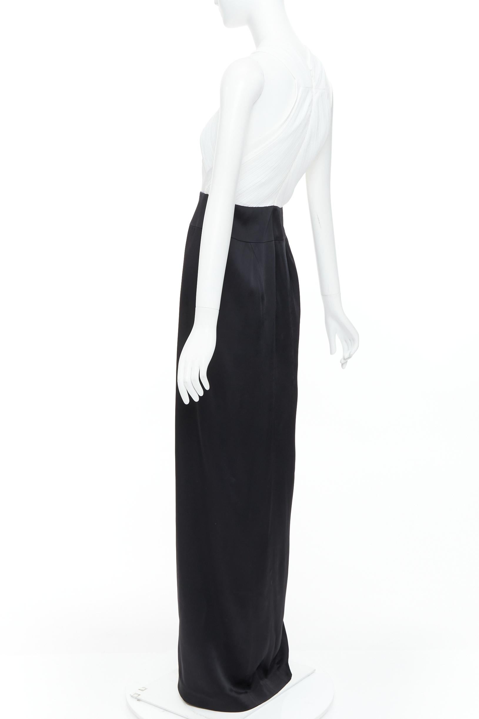 GALVAN LONDON 501 Esmoquin plisado blanco negro satinado largo FR36 S en venta 1