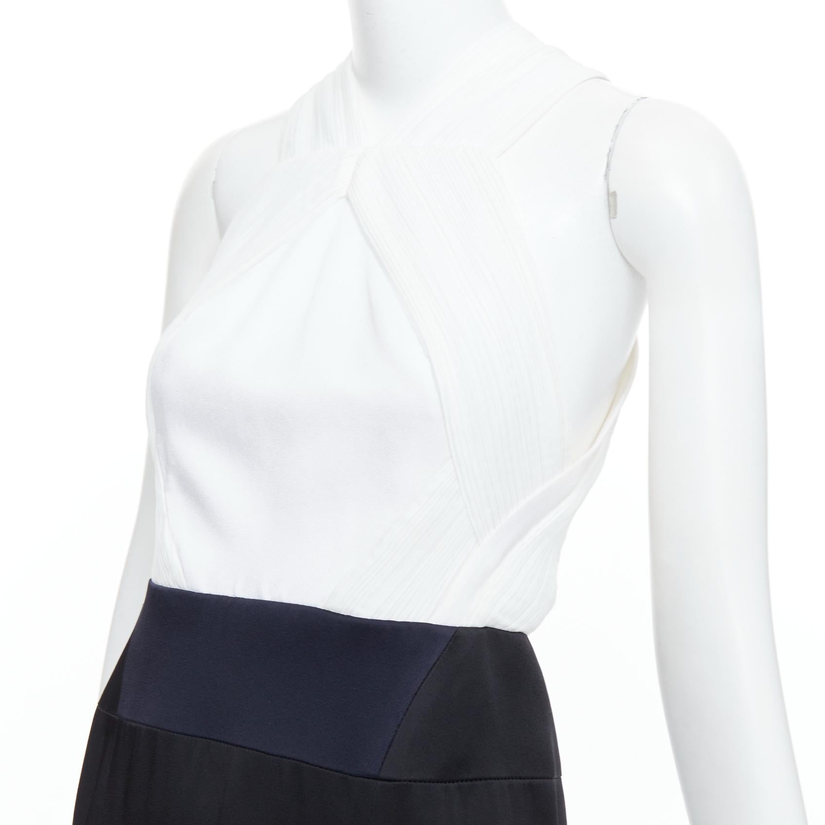GALVAN LONDON 501 Esmoquin plisado blanco negro satinado largo FR36 S en venta 2