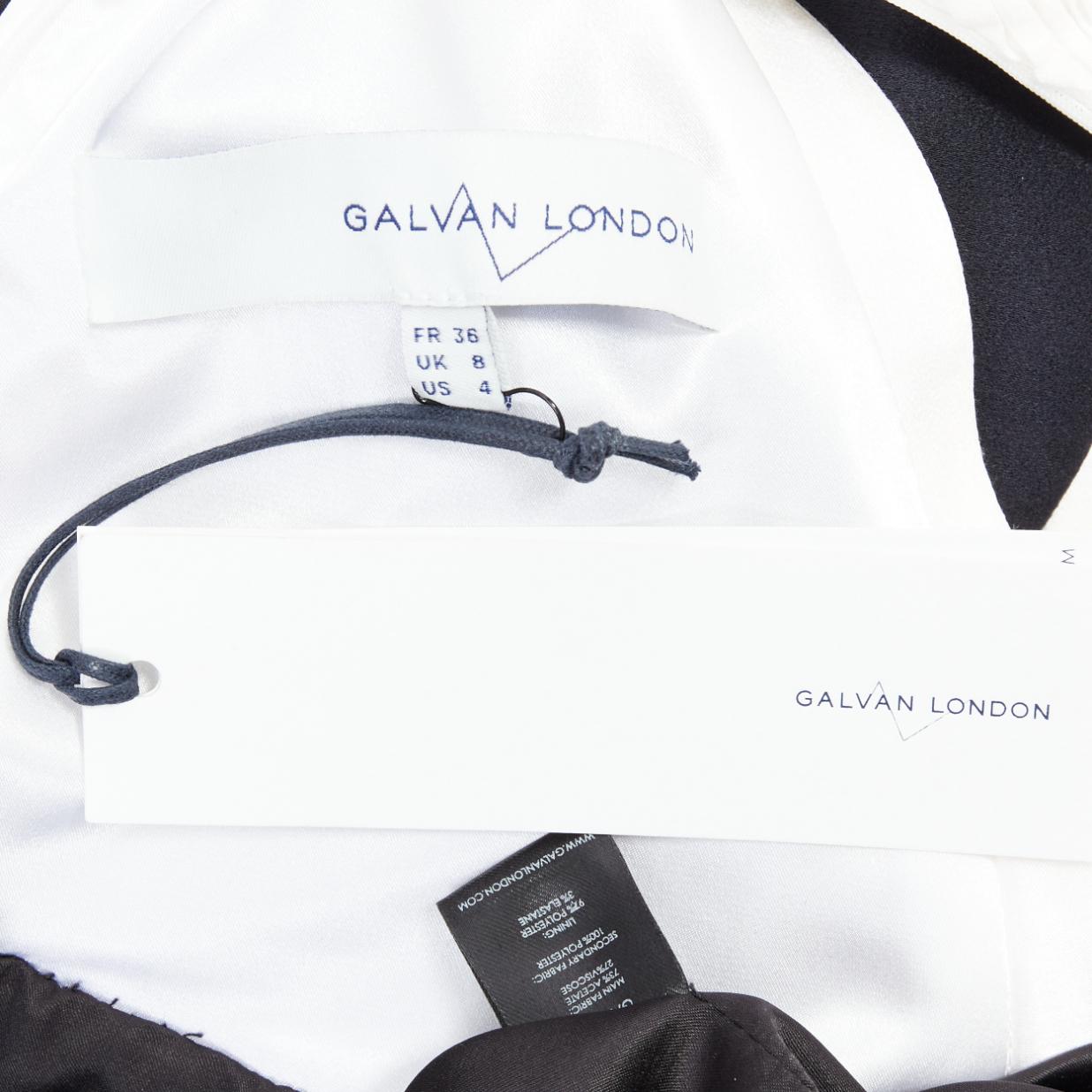 GALVAN LONDON 501 Esmoquin plisado blanco negro satinado largo FR36 S en venta 3