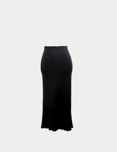 Galvan London Black Pleated Knit Midi Skirt - EU 42