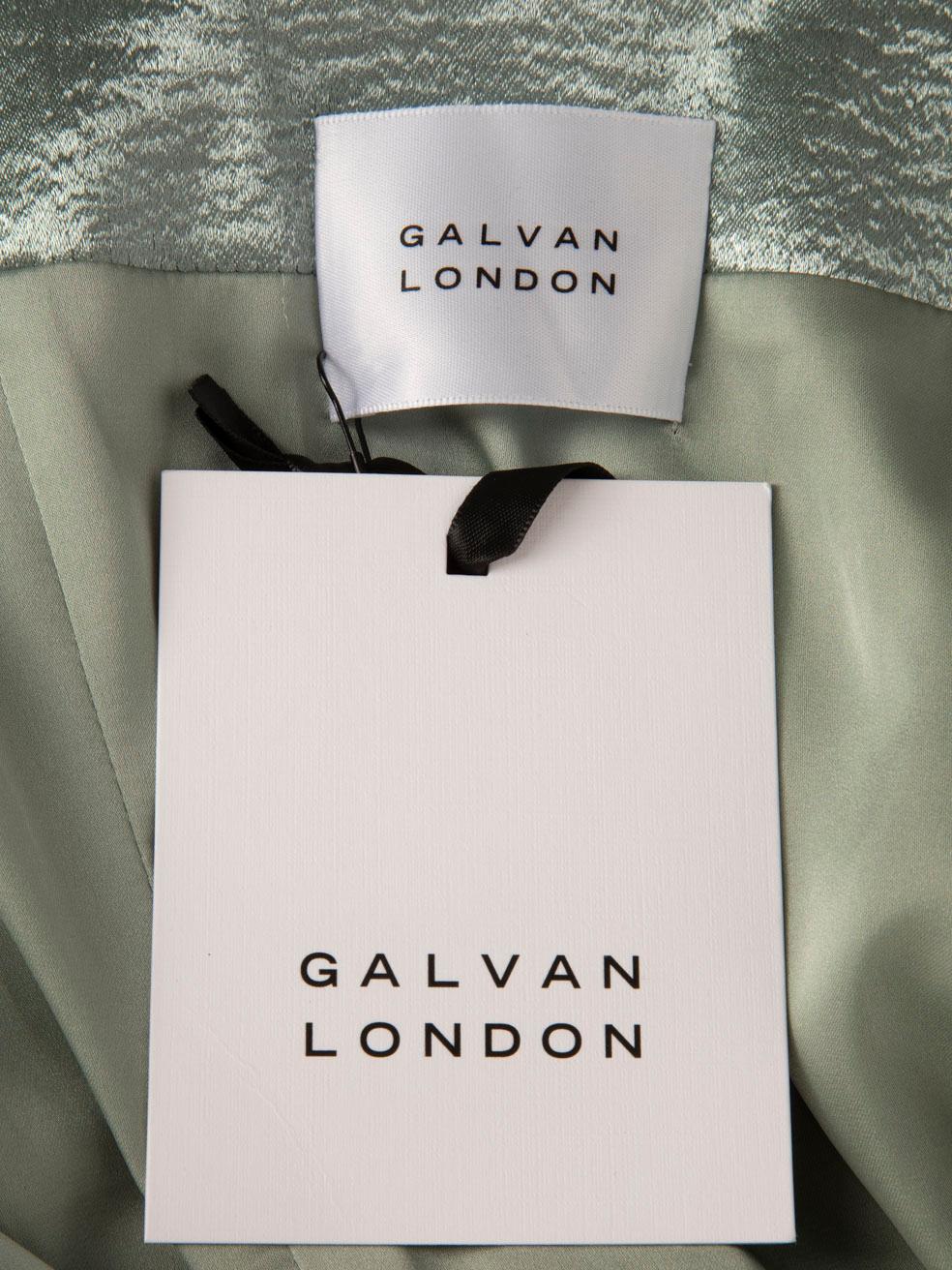 Galvan London Green Metallic Pleated Dress Size S 3