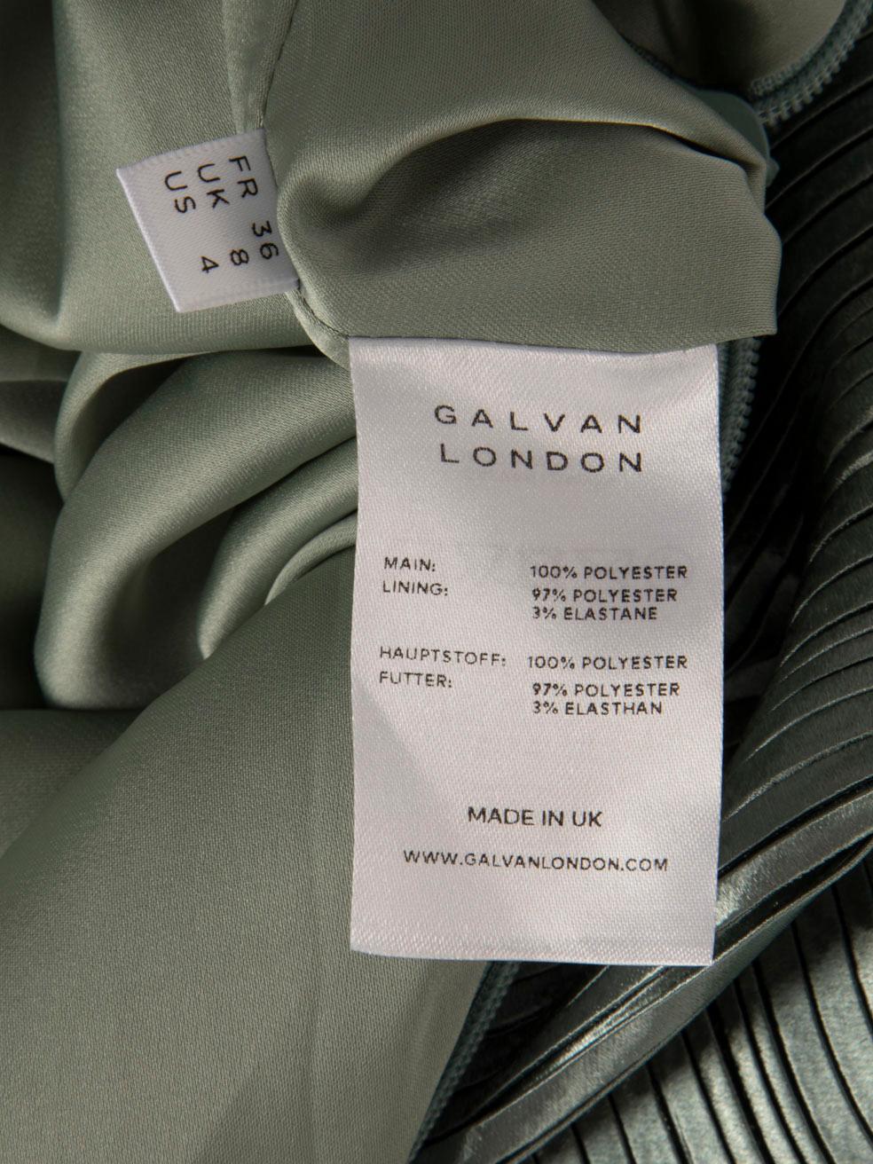 Galvan London Green Metallic Pleated Dress Size S 4