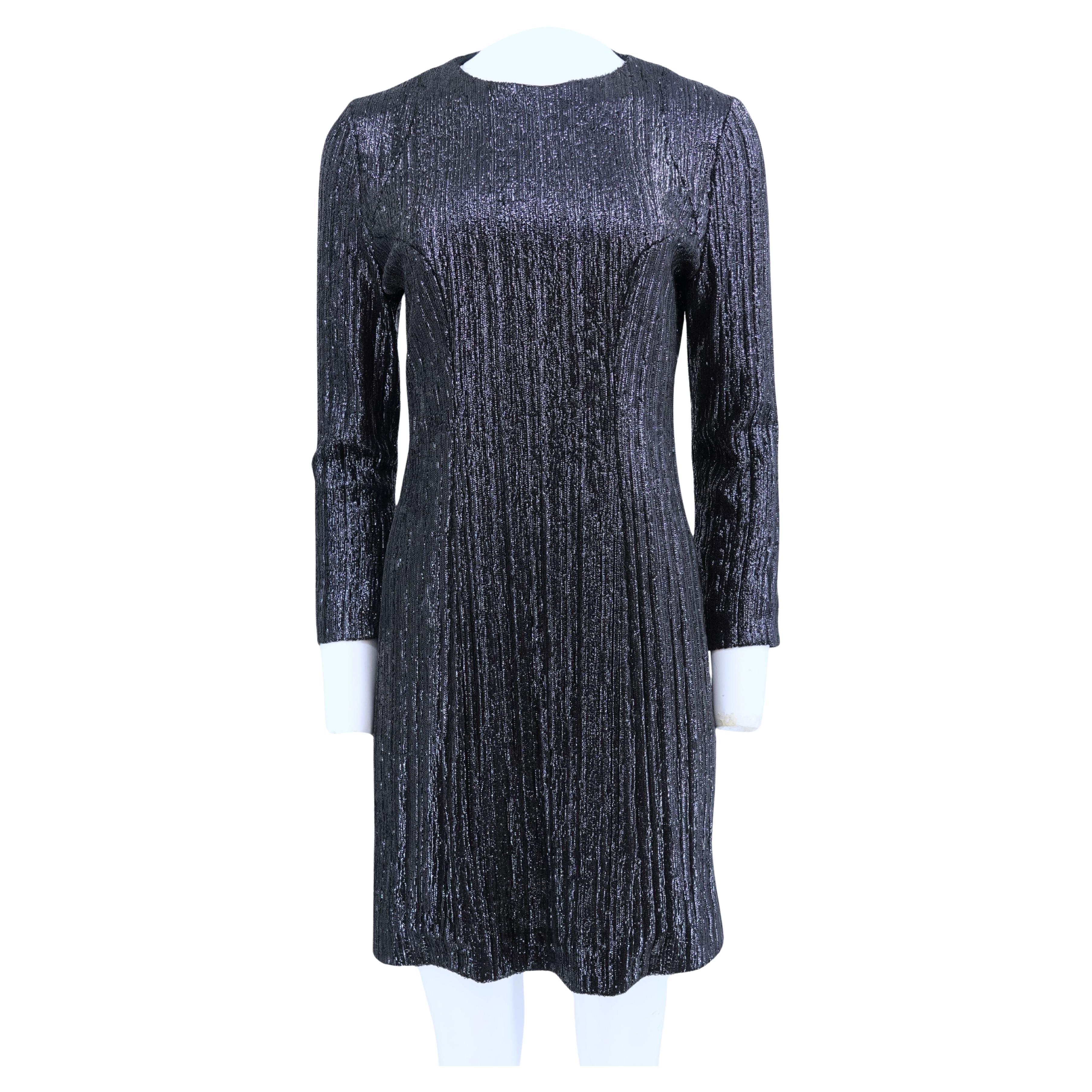Galvan London Long Sleeved Navy Blue Sequin Shift Dress