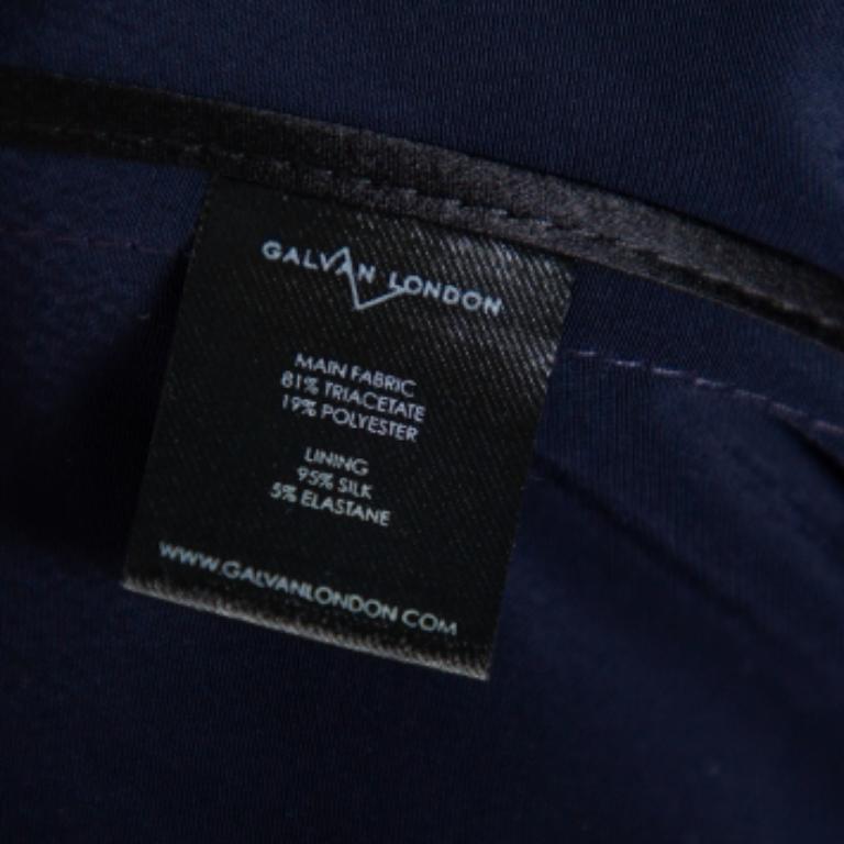 Galvan London Midnight Blue Satin Belted Trench Coat S For Sale 1