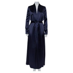 Galvan London Mitternachtsblauer Satin-Trenchcoat mit Gürtel S