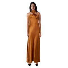 Galvan London Orange Satin Portico Gown Size XS