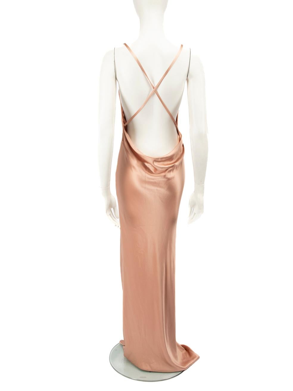 Beige Galvan London Pink Silk Slip Maxi Dress Size M