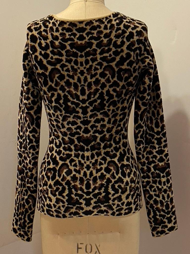 Galvan ((London) Rich Cozy Leopard Print Princess Neckline Pullover For Sale 6