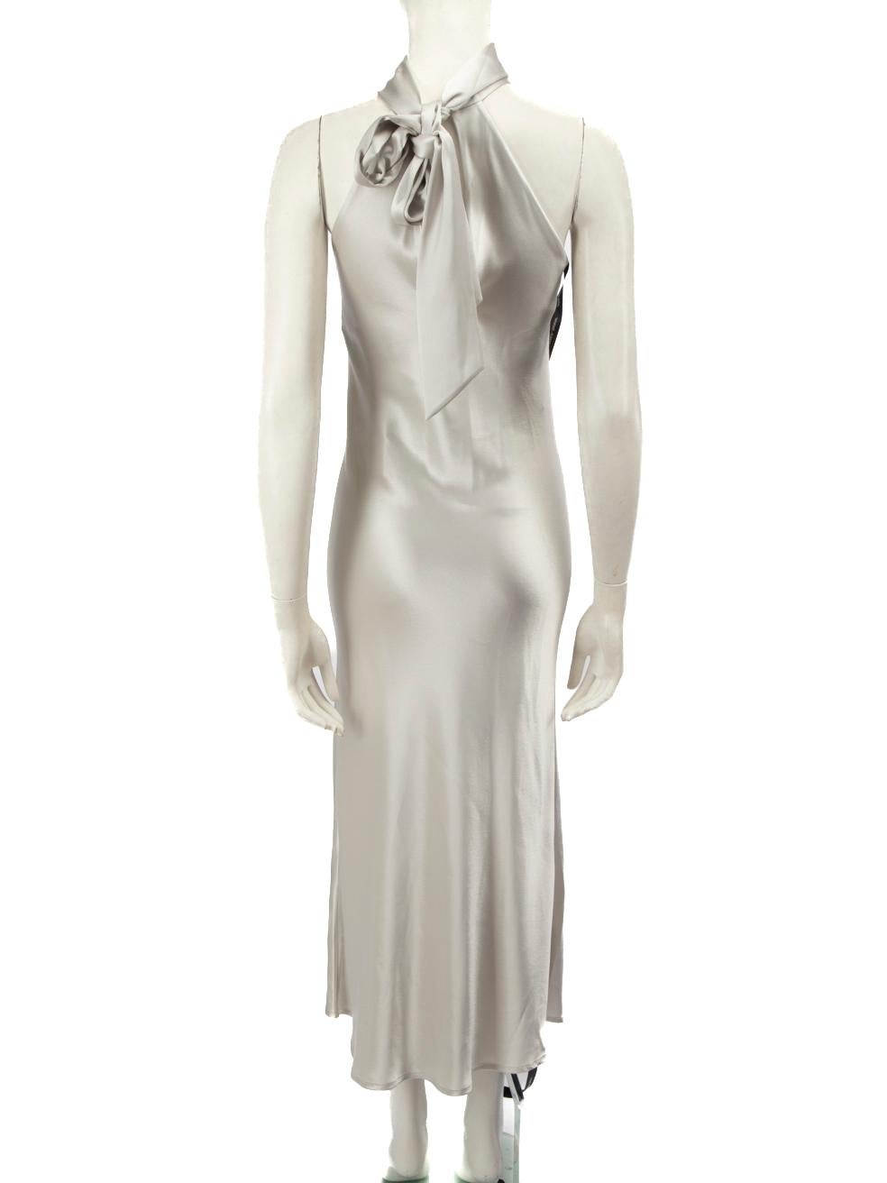 Women's Galvan London Silver Halterneck Midi Dress Size XS