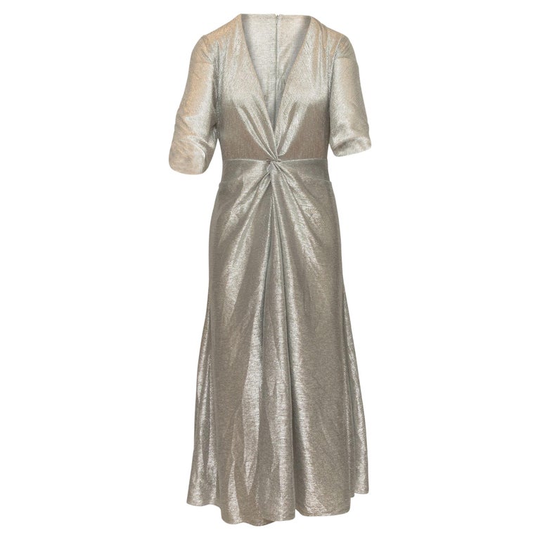 Galvan London Silver Metallic Gown For Sale at 1stDibs