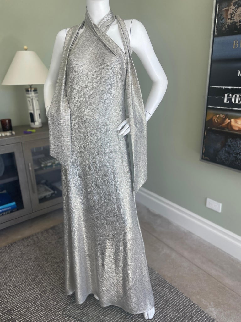 Galvan London Silver "Pandora" Evening Dress For Sale at 1stDibs