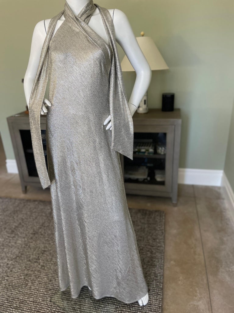 Galvan London Silver "Pandora" Evening Dress For Sale at 1stDibs