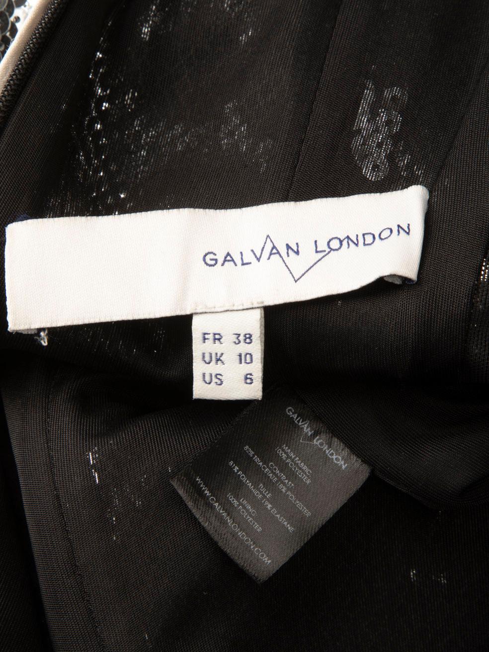 Galvan London - Vestito midi con paillettes in argento - taglia M. in vendita 5