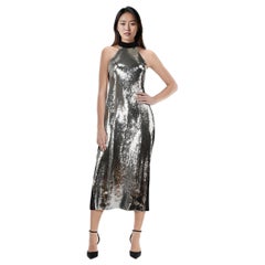 Galvan London - Vestito midi con paillettes in argento - taglia M.