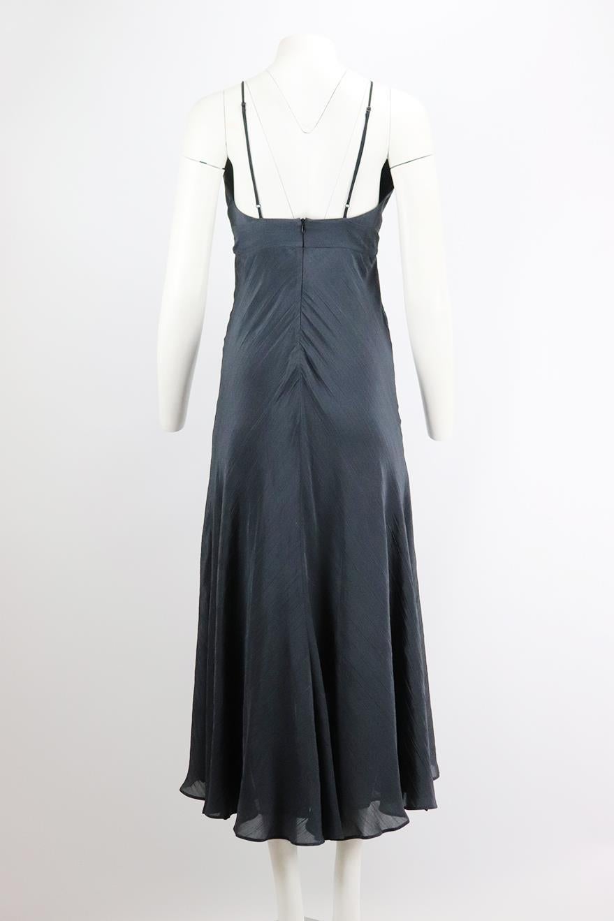 Women's Galvan London Twist Front Crinkled Satin Midi Dress Uk 10