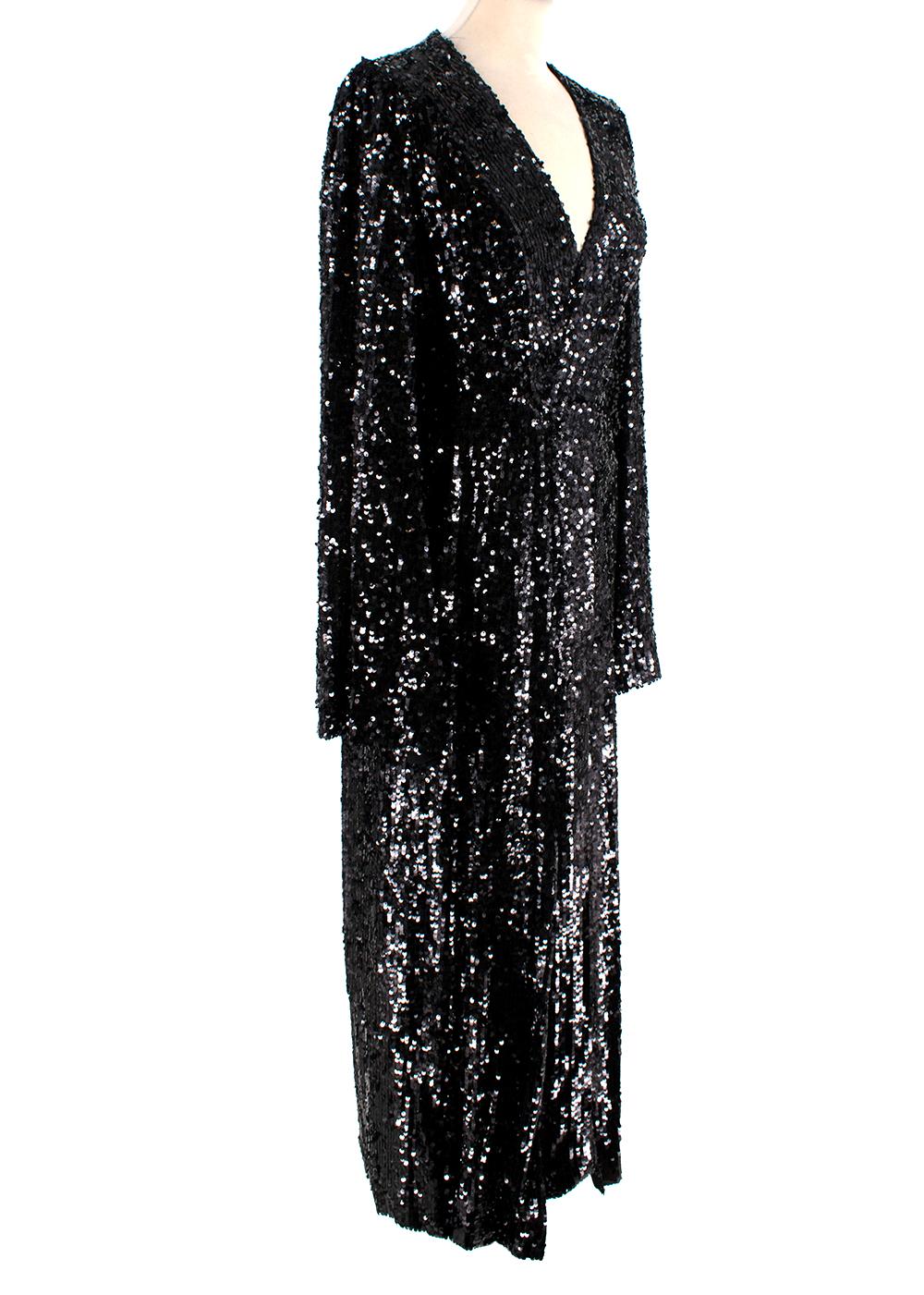 Galvan Moonlight Schwarzes Abendkleid mit Pailletten - US 4 im Zustand „Neu“ im Angebot in London, GB